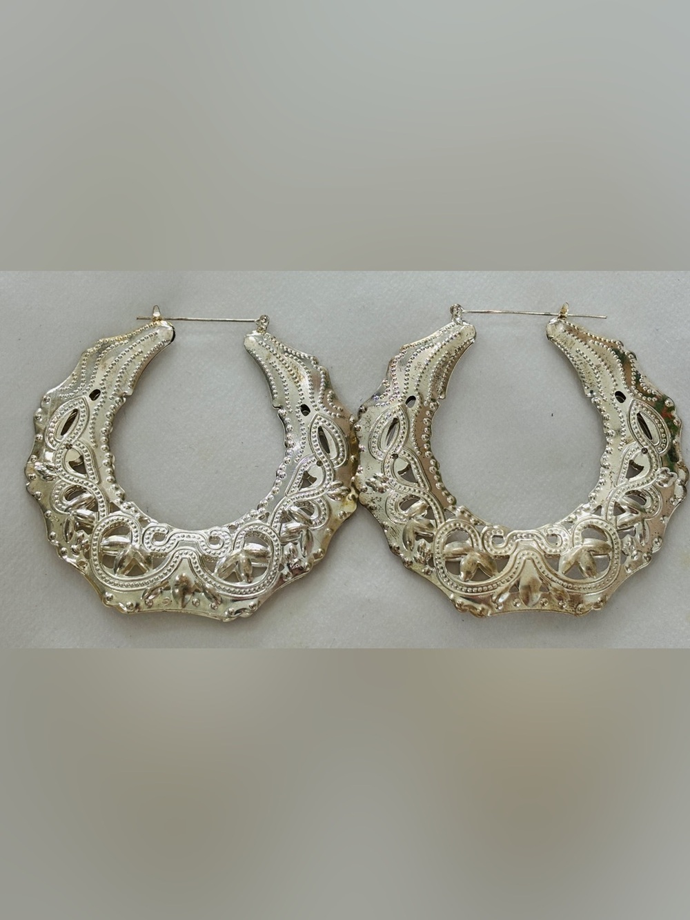 Ornate Silver Filigree Hoop Earrings - Women Jewelry